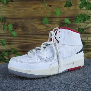 Nike Sneaker Jordan 2 Retro Boys Y 1.5 Medium Athletic White‎ Synthetic Lace Up